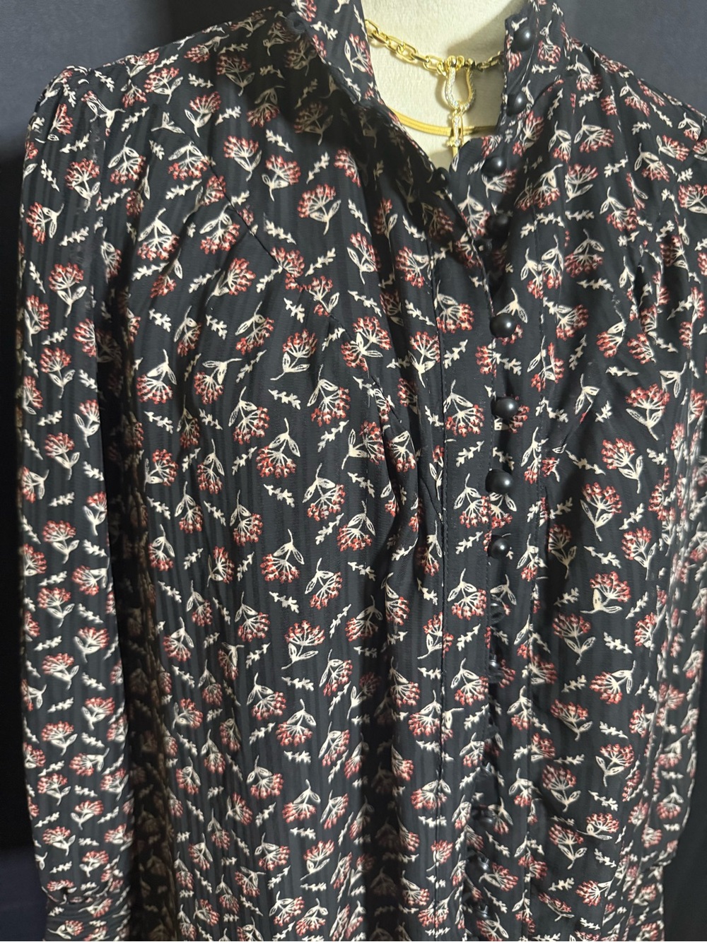 Long Sleeve Floral Maxi Dress - Black/Pink - Picture 4 of 5